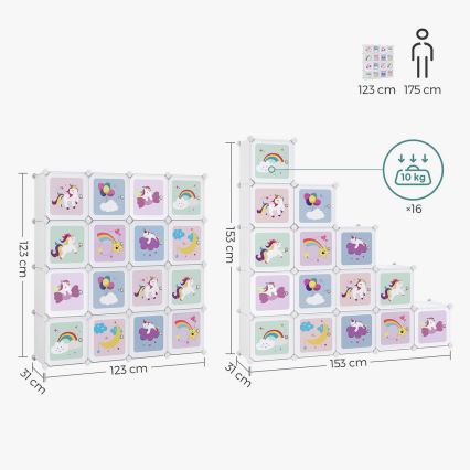 Modulare Kinderschrank mit Aufbewahrungsboxen ANET, bunt