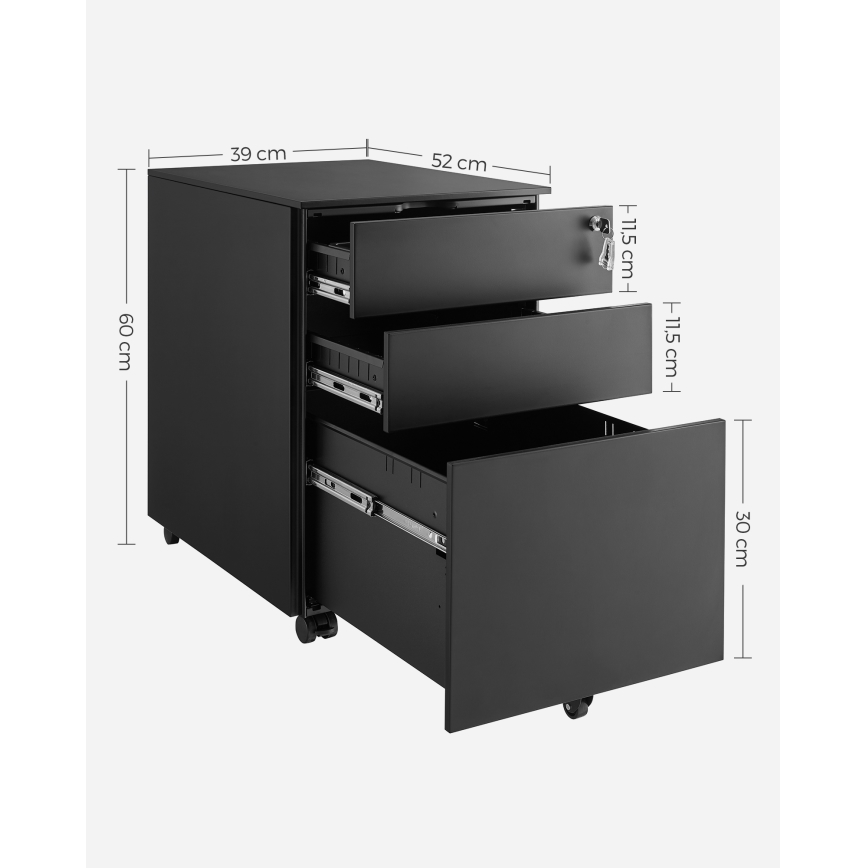 Büro-Rollcontainer SECURIO, schwarz