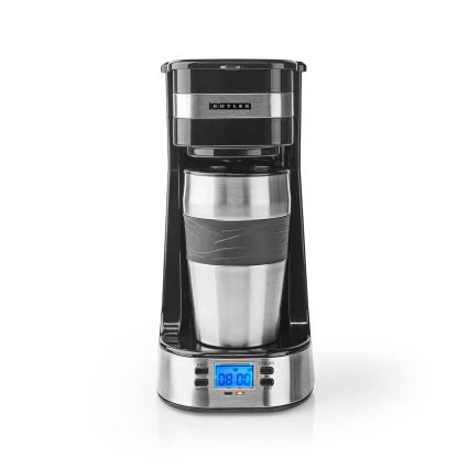 Butler - Ein-Tassen-Kaffeemaschine 0,4 l mit Timer und Reisebecher 750W/230V Edelstahl/schwarz