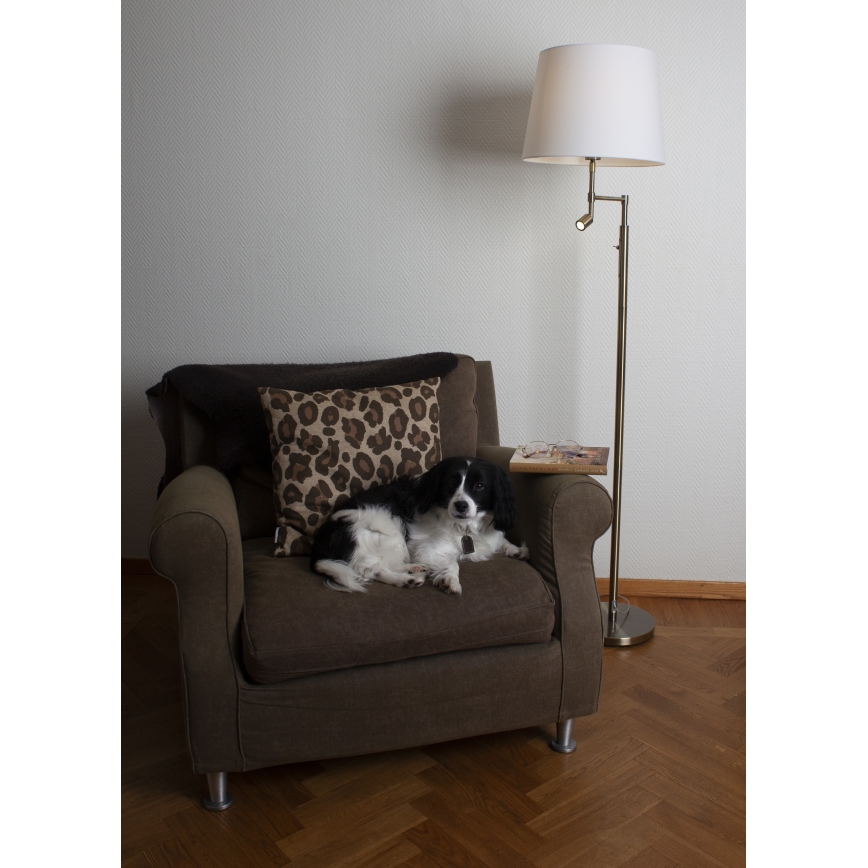 ByRydens - LED-Stehleuchte ORLANDO 1xE27/5W/230V + LED/3W weiß/bronzen d 36 cm