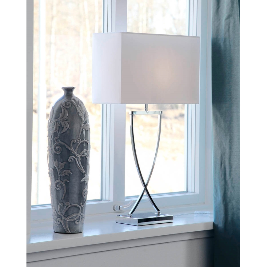 ByRydens - Tischlampe OMEGA 1xE27/5W/230V weiß/glänzender Chrom