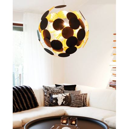 ByRydens - Hängeleuchte PLANET 4xE14/5W/230V schwarz/golden d 50 cm