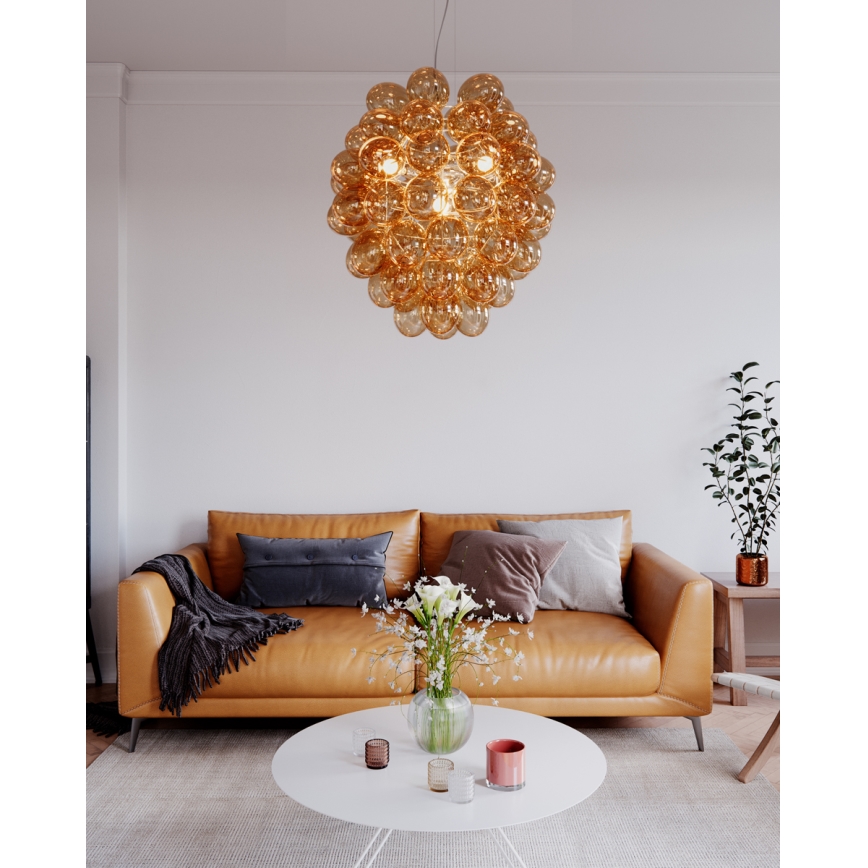 ByRydens - Hängeleuchte DELUXE 4xE14/5W/230V rauchig/braun d 64 cm