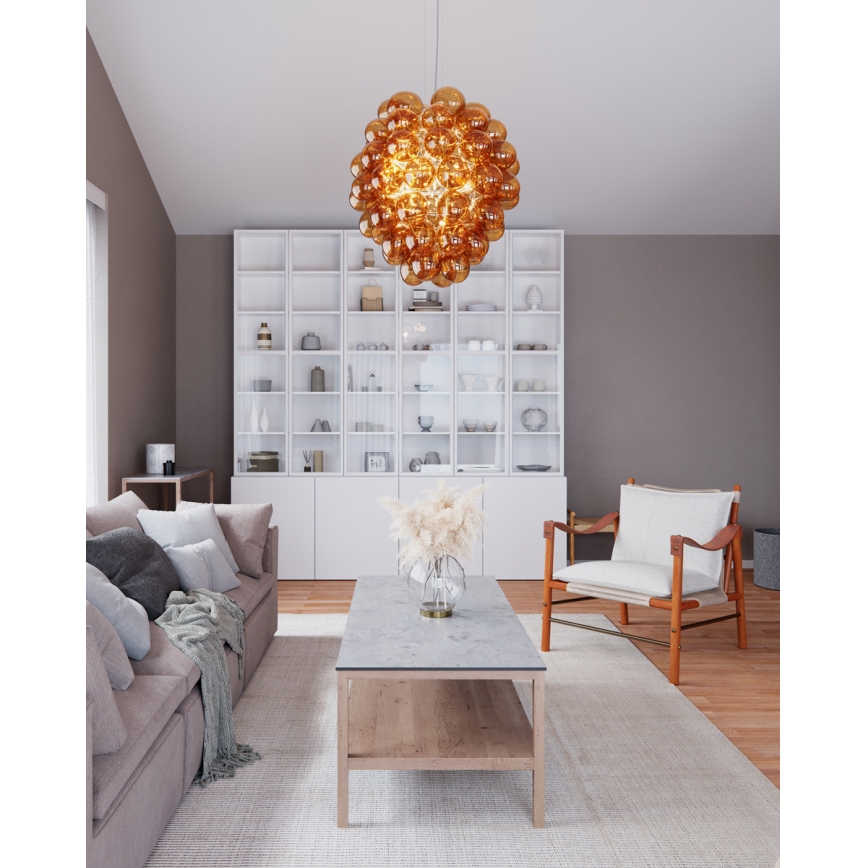 ByRydens - Hängeleuchte DELUXE 4xE14/5W/230V rauchig/braun d 64 cm
