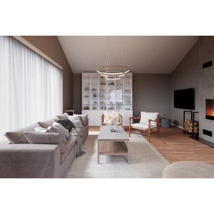 ByRydens - LED-Hängeleuchte TRIONE LED/45W/230V braun d 80 cm