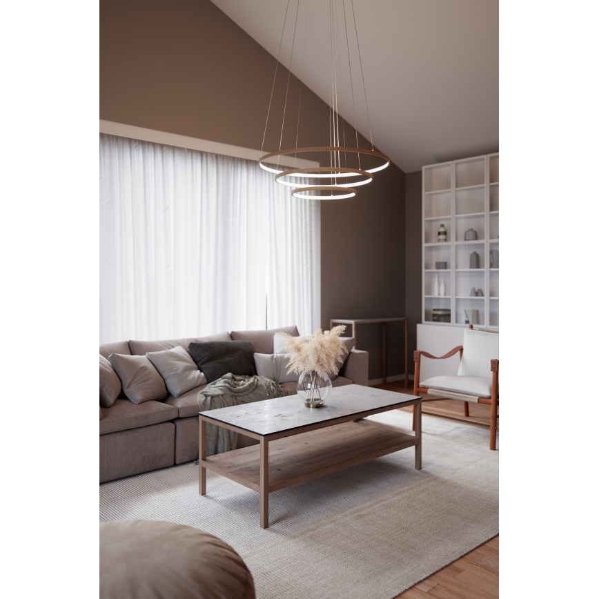 ByRydens – LED-Pendelleuchte TRIONE mit Seilaufhängung LED/45W/230V, beige, Ø 80 cm