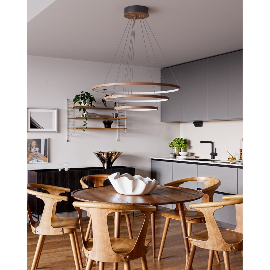 ByRydens - LED-Pendelleuchte mit Kabelaufhängung TRIONE LED/45W/230V braun Ø 80 cm