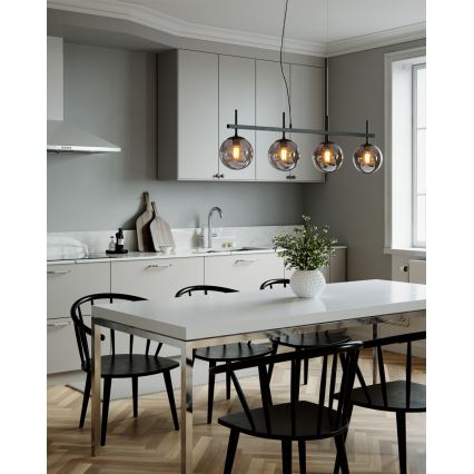 ByRydens - Pendelleuchte an Stahlseil BOYLE 4xE27/8W/230V