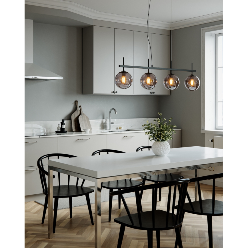 ByRydens - Pendelleuchte an Stahlseil BOYLE 4xE27/8W/230V