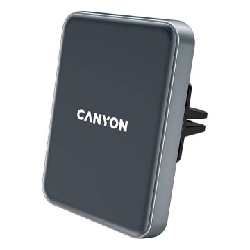 Canyon - Magnetische Handyhalterung fürs Auto mit Qi 5V kabelloser Ladefunktion, eckig, schwarz