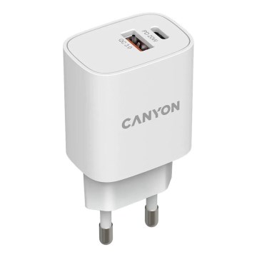 Canyon - Schnellladeadapter Power Delivery 20W USB-C + USB-A weiß