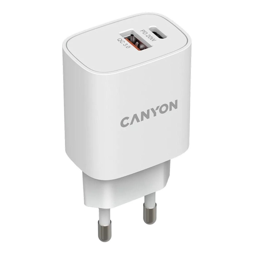 Canyon - Schnellladeadapter Power Delivery 20W USB-C + USB-A weiß
