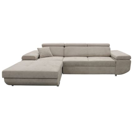 CASTELO Ecksofa mit Schlaffunktion und Stauraum, L-Form, links, grau