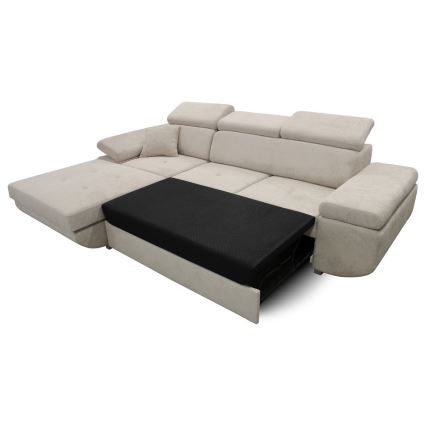 CASTELO Ecksofa mit Schlaffunktion und Stauraum, L-Form, links, grau