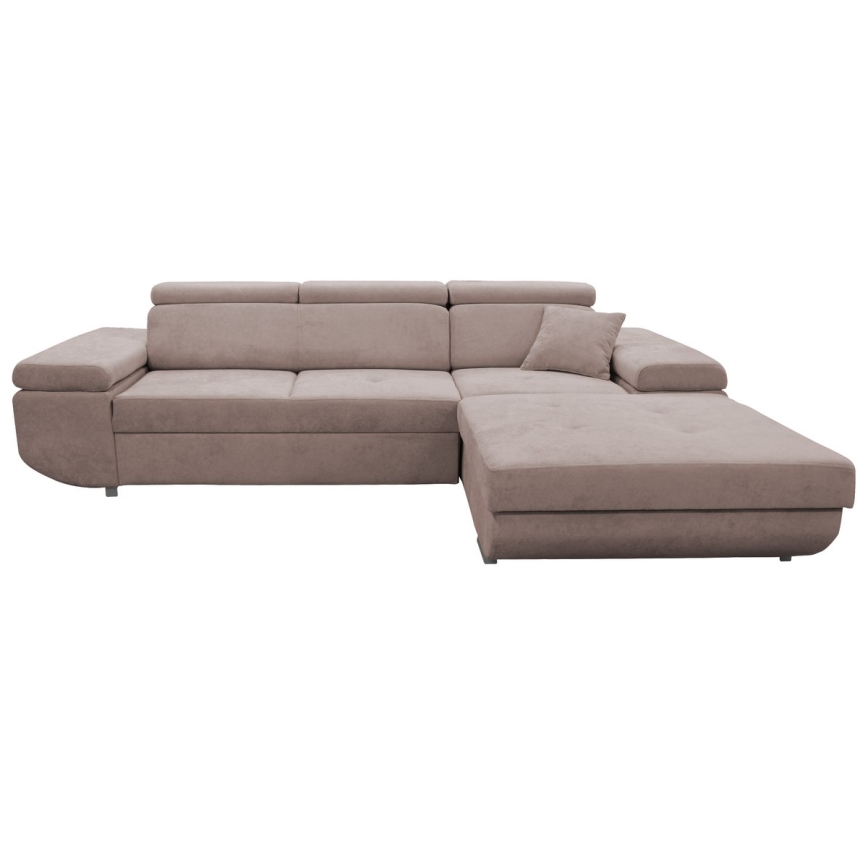 CASTELO Ecksofa mit Schlaffunktion und Stauraum, L‑Form, rechts, beige