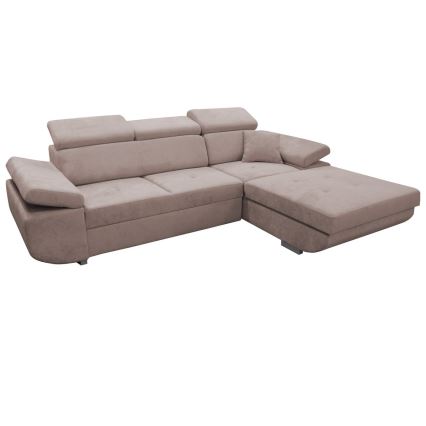 CASTELO Ecksofa mit Schlaffunktion und Stauraum, L‑Form, rechts, beige