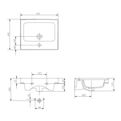 Cersanit K114-005 - Waschbecken für Aufsatz-/Wandmontage CREA 40x50,5 cm Keramik/hochglänzend weiß