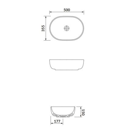 Cersanit K116-049 - Aufsatzwaschbecken MODUO 35,5x50 cm Keramik/glänzendes Weiß