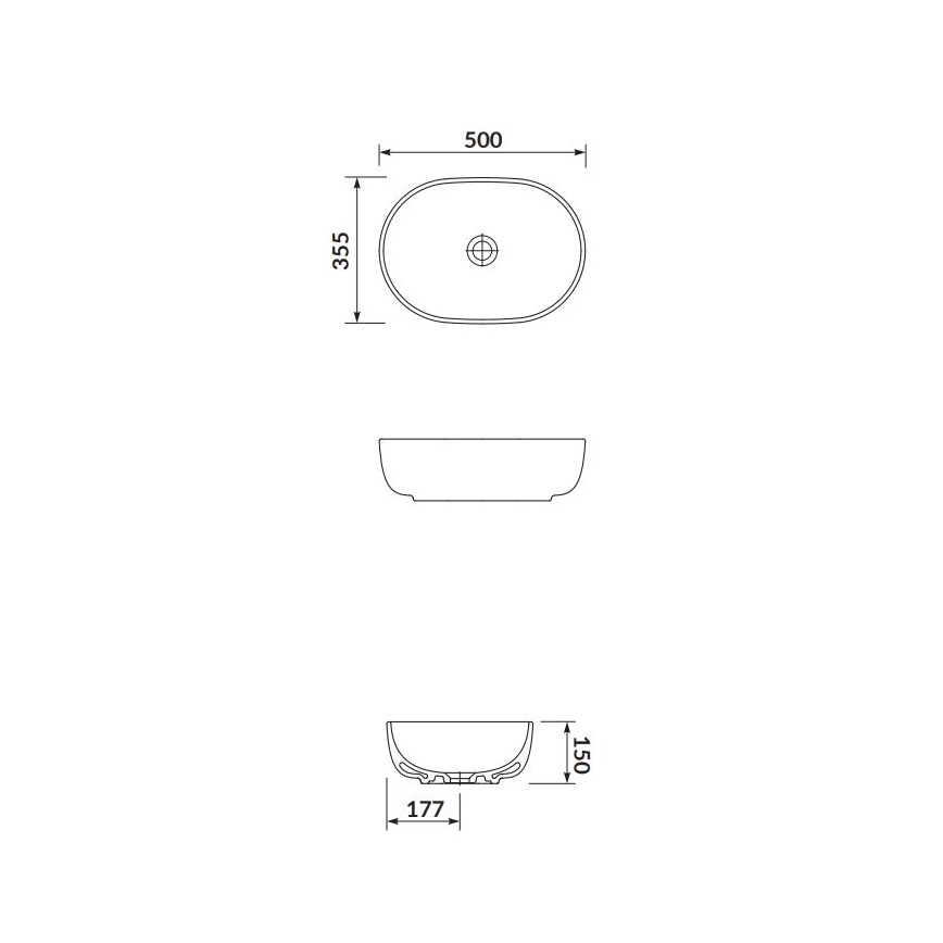 Cersanit K116-049 - Aufsatzwaschbecken MODUO 35,5x50 cm Keramik/glänzendes Weiß