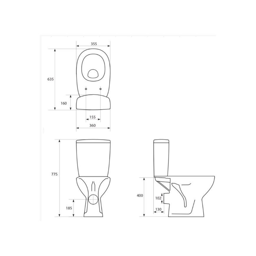 Cersanit K667-052 - Stand-WC mit Toilettensitz ARTECO Keramik/weiß