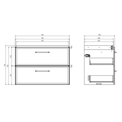 Cersanit S1017-004 - Hängender Waschtischunterschrank MILLE 80x45 cm mintgrün