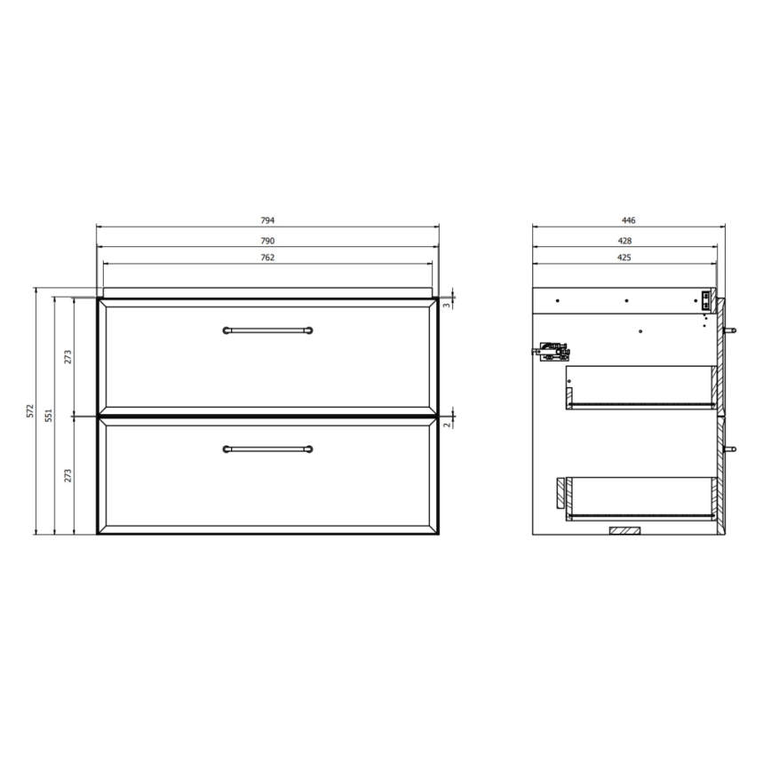 Cersanit S1017-004 - Hängender Waschtischunterschrank MILLE 80x45 cm mintgrün
