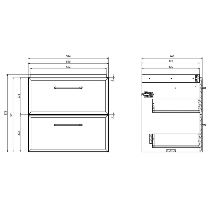Cersanit S1021-002 - Hängender Unterschrank für Waschbecken MILLE 60x45 cm schwarz