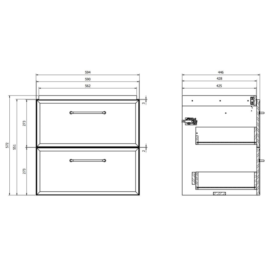 Cersanit S1021-003 - Wandhängender Unterschrank für Waschbecken MILLE 60x45 cm mintgrün