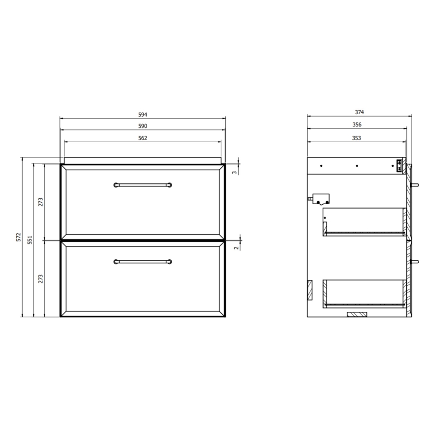 Cersanit S1021-009 - Wandhängender Unterschrank für Waschbecken MILLE SLIM 60x38 cm mintfarben