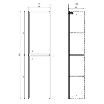 Cersanit S1021-010 - Hängeschrank für das Badezimmer MILLE 40x160x30 cm mattweiß