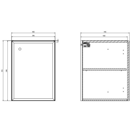 Cersanit S1022-001 - Hängender Badezimmerschrank MILLE 40x45 cm mintgrün