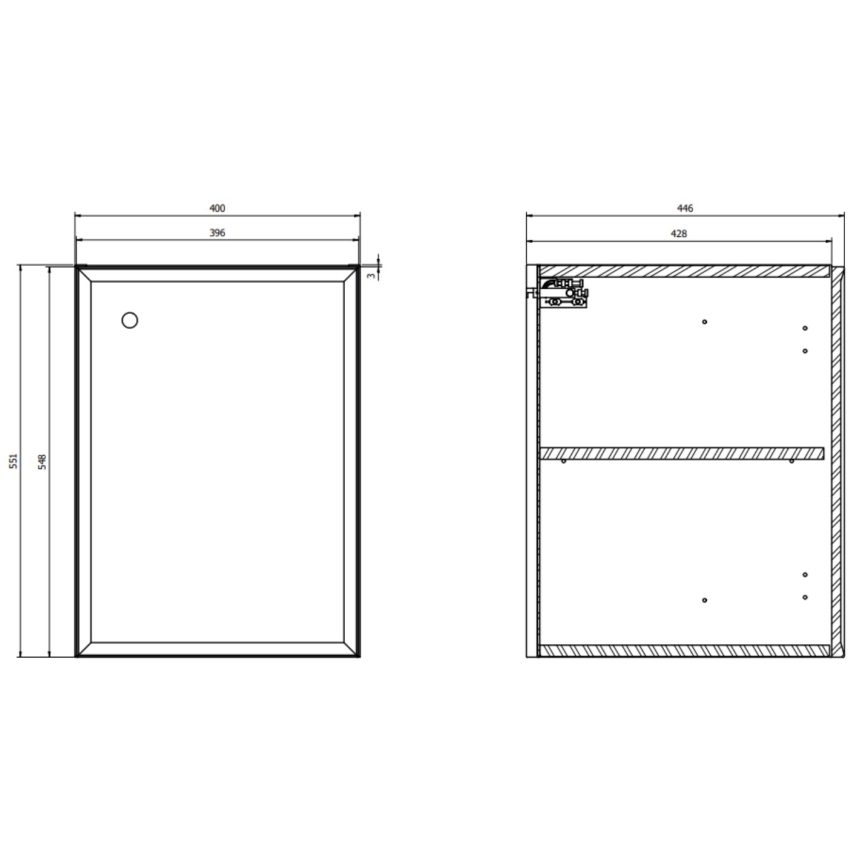 Cersanit S1022-001 - Hängender Badezimmerschrank MILLE 40x45 cm mintgrün