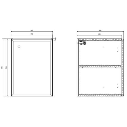 Cersanit S1022-005 - Wandhängender Badezimmerschrank MILLE 40x45 cm matt schwarz