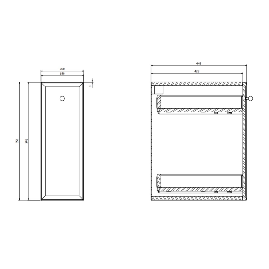 Cersanit S1022-007 - Badezimmer-Hängeschrank MILLE 20x45 cm matt schwarz