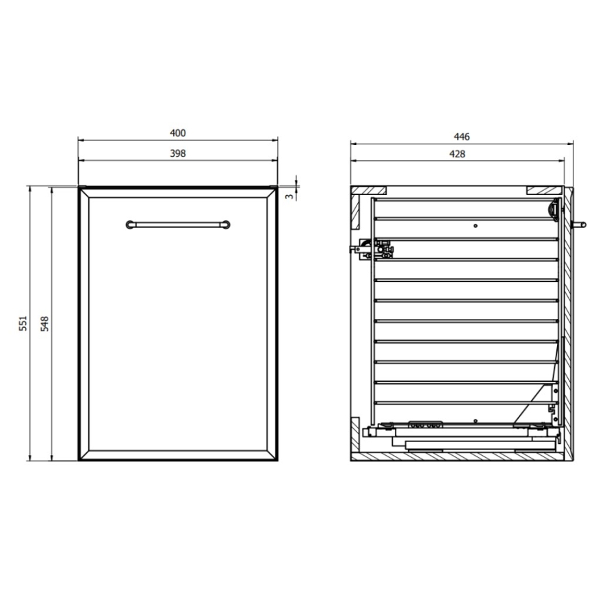 Cersanit S1022-010 - Hängender Badezimmerschrank MILLE mit Wäschekorb, 40x45 cm, Mintgrün