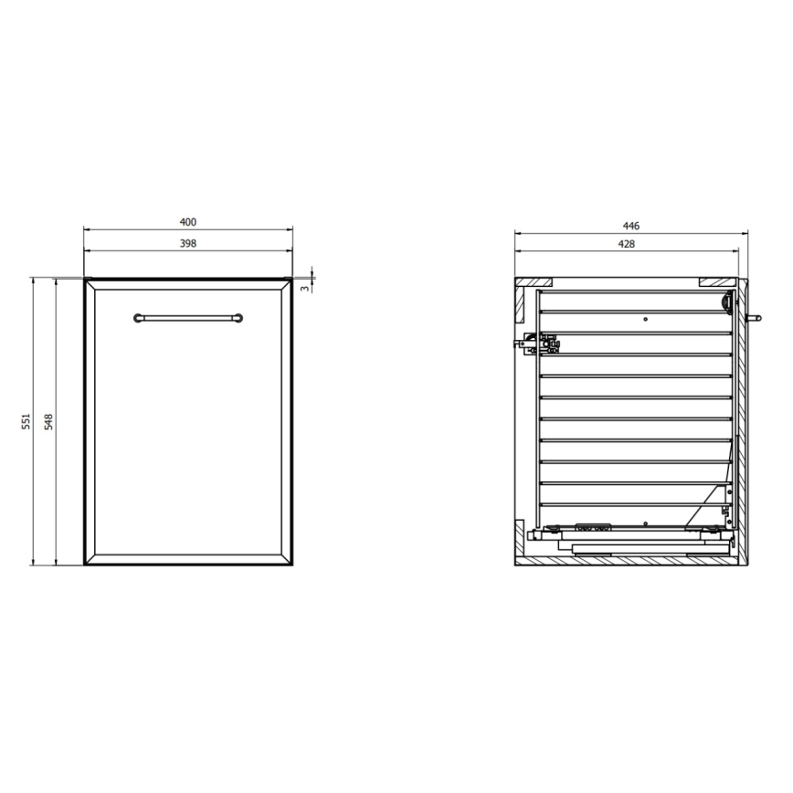 Cersanit S1022-011 - Wandhängender Badschrank mit Wäschekorb MILLE 40x45 cm weiß