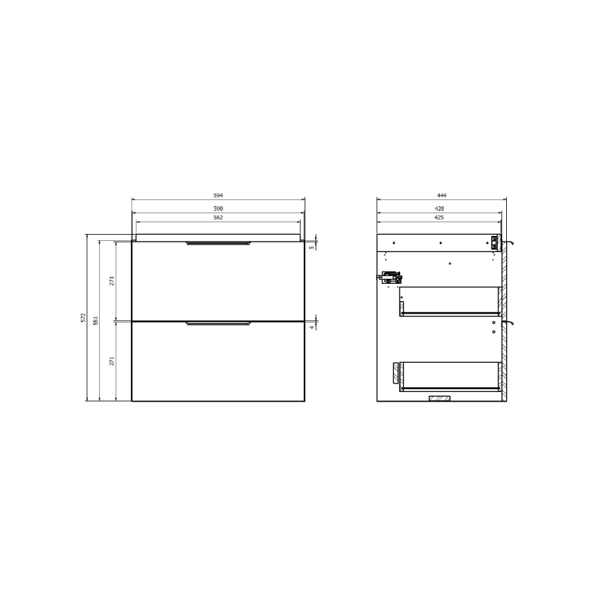 Cersanit S598-046-DSM - Hängender Unterschrank für Waschbecken MALIKA 60x45 cm weiß