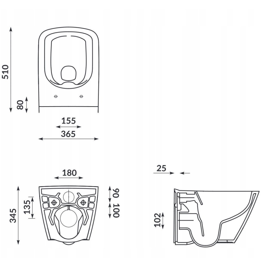 Cersanit S701-405-ECO - Wand-WC CITY mit WC-Sitz, Keramik/weiß