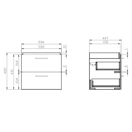 Cersanit S801-142-DSM - Wandhängender Badezimmerschrank mit Waschbecken LARA CITY 60x45 cm weiß