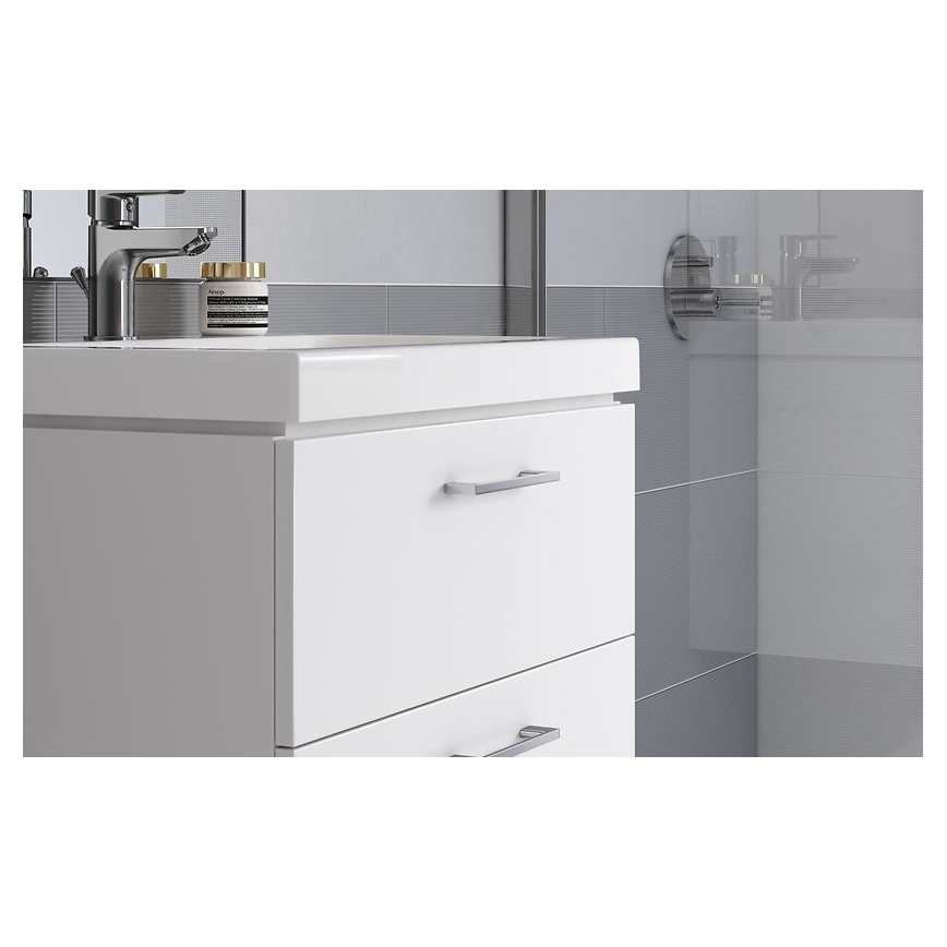 Cersanit S801-147-DSM - Hängender Badezimmerschrank mit Waschbecken LARA 46x60 cm Weiß
