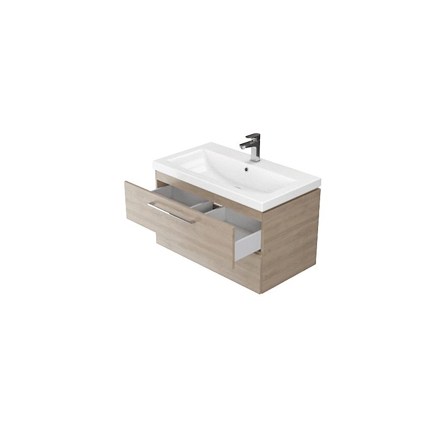 Cersanit S801-154-DSM - Wandhängender Badezimmerschrank mit Waschbecken LARA 80x46x45 cm Nussbaum