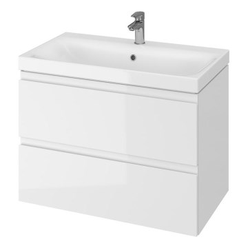 Cersanit S801-221-DSM - Hängender Badezimmerschrank mit Waschbecken MEDDIE 62x80 cm Hochglanz Weiß