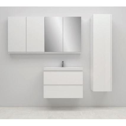 Cersanit S801-221-DSM - Hängender Badezimmerschrank mit Waschbecken MEDDIE 62x80 cm Hochglanz Weiß