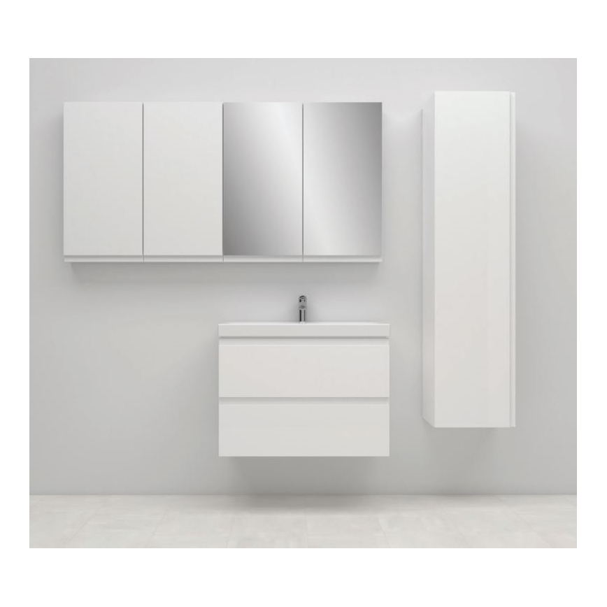 Cersanit S801-221-DSM - Hängender Badezimmerschrank mit Waschbecken MEDDIE 62x80 cm Hochglanz Weiß
