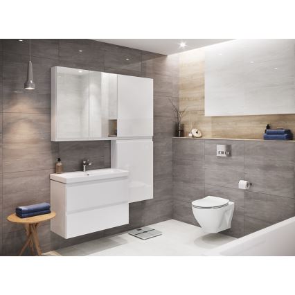 Cersanit S801-221-DSM - Hängender Badezimmerschrank mit Waschbecken MEDDIE 62x80 cm Hochglanz Weiß