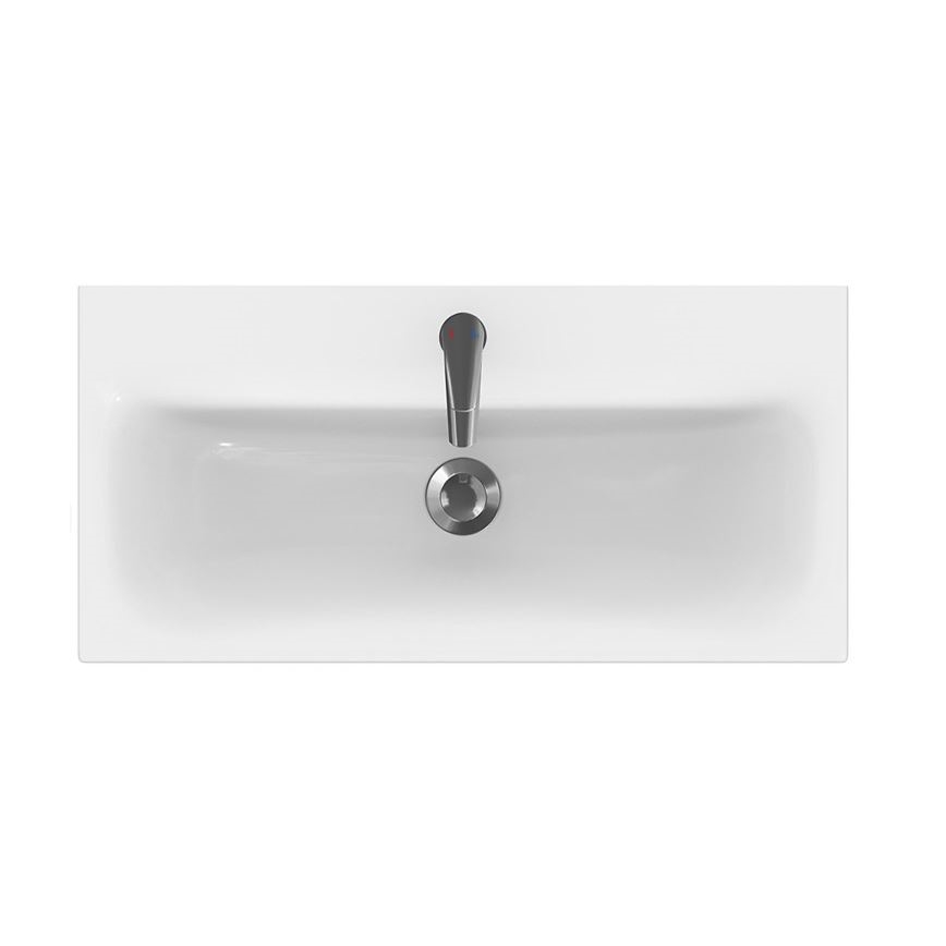 Cersanit S801-221-DSM - Hängender Badezimmerschrank mit Waschbecken MEDDIE 62x80 cm Hochglanz Weiß
