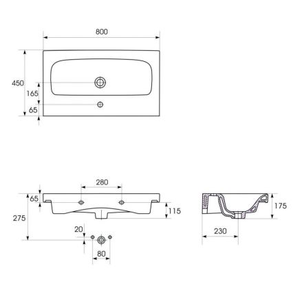Cersanit S801-221-DSM - Hängender Badezimmerschrank mit Waschbecken MEDDIE 62x80 cm Hochglanz Weiß