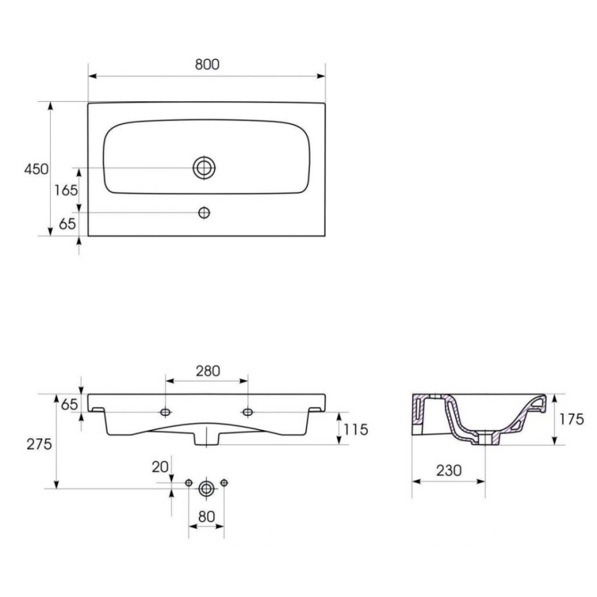 Cersanit S801-221-DSM - Hängender Badezimmerschrank mit Waschbecken MEDDIE 62x80 cm Hochglanz Weiß