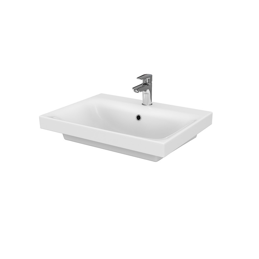 Cersanit S801-223-DSM - Hängender Badezimmerschrank mit Waschbecken MODUO 60x57x45 cm Hochglanzweiß