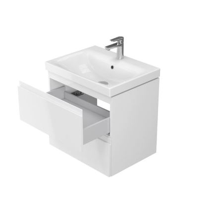 Cersanit S801-223-DSM - Hängender Badezimmerschrank mit Waschbecken MODUO 60x57x45 cm Hochglanzweiß